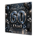 Dad 60th Birthday Card Black Silver Balloons Stars