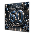 Brother 60th Birthday Card Black Silver Balloons Stars