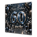 Uncle 60th Birthday Card Black Silver Balloons Stars
