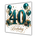 40th Birthday Card Green Gold Balloons White