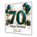 Uncle 70th Birthday Card Green Gold Balloons White