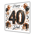 Dad 40th Birthday Card Black Copper Balloons White
