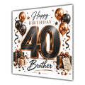 Brother 40th Birthday Card Black Copper Balloons White
