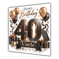 Uncle 40th Birthday Card Black Copper Balloons White