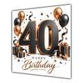40th Birthday Card Black Copper Balloons White