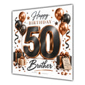 Brother 50th Birthday Card Black Copper Balloons White