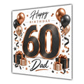 Dad 60th Birthday Card Black Copper Balloons White
