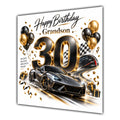 Grandson 30th Birthday Card Sports Car Balloons
