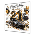 Grandson 21st Birthday Card Sports Car Balloons
