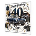 Son 40th Birthday Card Classic Car Balloons