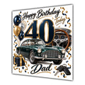 Dad 40th Birthday Card Classic Car Balloons