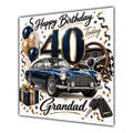 Grandad 40th Birthday Card Classic Car Balloons