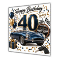 40th Birthday Card Classic Car Balloons