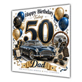 Dad 50th Birthday Card Classic Car Balloons
