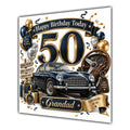 Grandad 50th Birthday Card Classic Car Balloons