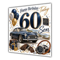 Son 60th Birthday Card Classic Car Balloons