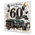 Grandad 60th Birthday Card Classic Car Balloons