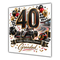 Grandad 40th Birthday Card Racing Car Chequered Flags