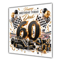 Dad 60th Birthday Card Racing Car Chequered Flags