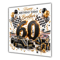 Brother 60th Birthday Card Racing Car Chequered Flags
