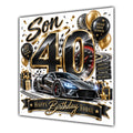 Son 40th Birthday Card Sports Car Chequered Flags