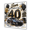Son 40th Birthday Card Sports Car Chequered Flags