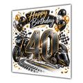 40th Birthday Card Motorbike Helmet Balloons
