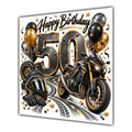 50th Birthday Card Motorbike Helmet Balloons