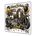Dad 50th Birthday Card Motorbike Helmet Balloons