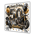 Brother 50th Birthday Card Motorbike Helmet Balloons