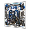 Son 60th Birthday Card Motorbike Helmet Balloons