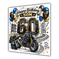 Son 60th Birthday Card Motorbike Helmet Balloons
