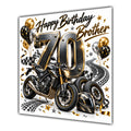 Brother 70th Birthday Card Motorbike Helmet Balloons