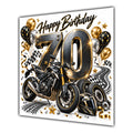 70th Birthday Card Motorbike Helmet Balloons