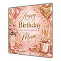 Mum Birthday Card Rose Gold Balloons Champagne