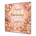 Sister Birthday Card Rose Gold Balloons Champagne