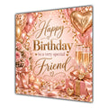 Friend Birthday Card Rose Gold Balloons Champagne