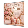 Mum Birthday Card Pink Roses Candles Gifts