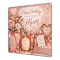 Mum Birthday Card Pink Roses Candles Gifts