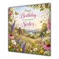 Sister Birthday Card Wildflower Meadow Butterflies