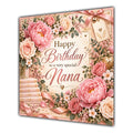 Nana Birthday Card Pink Peonies Roses Books