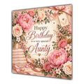 Aunty Birthday Card Pink Peonies Roses Books