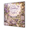 Sister Birthday Card Lavender Garden Butterflies