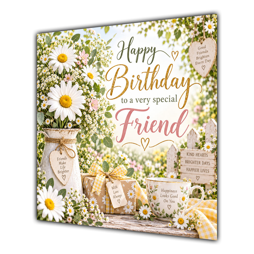 Friend Birthday Card Daisies Country Garden