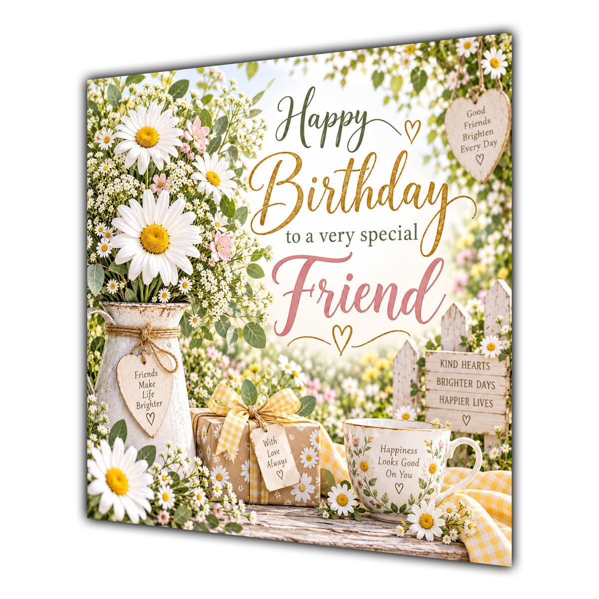 Friend Birthday Card Daisies Country Garden