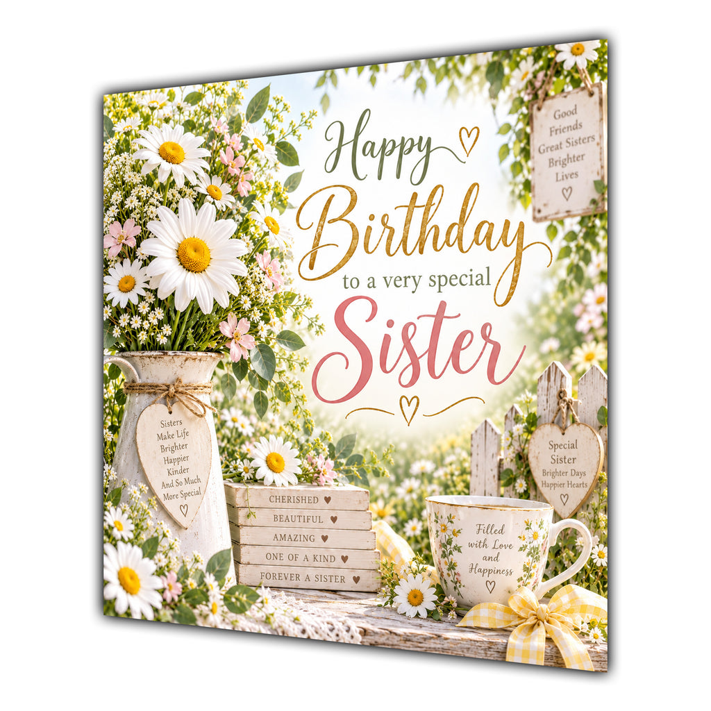 Sister Birthday Card Daisies Country Garden