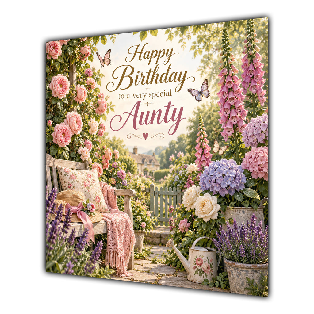 Aunty Birthday Card Cottage Garden Afternoon Tea