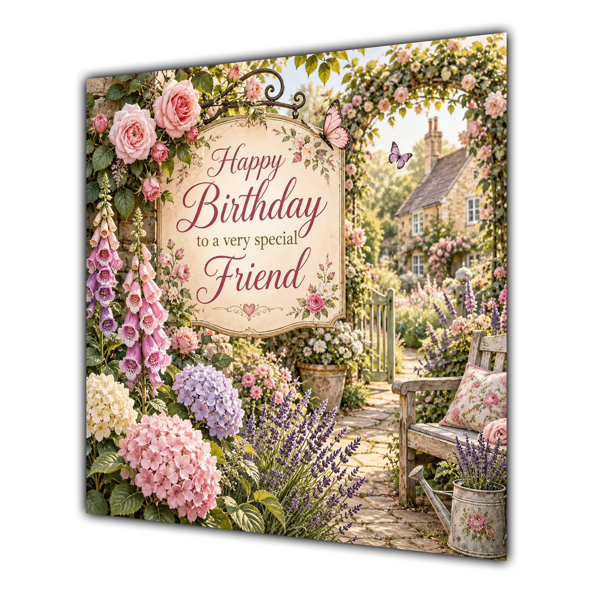 Friend Birthday Card Cottage Garden Afternoon Tea