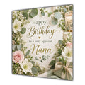 Nana Birthday Card Sage Green Foliage Cream Roses