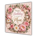 Mum Birthday Card Pink Floral Wreath